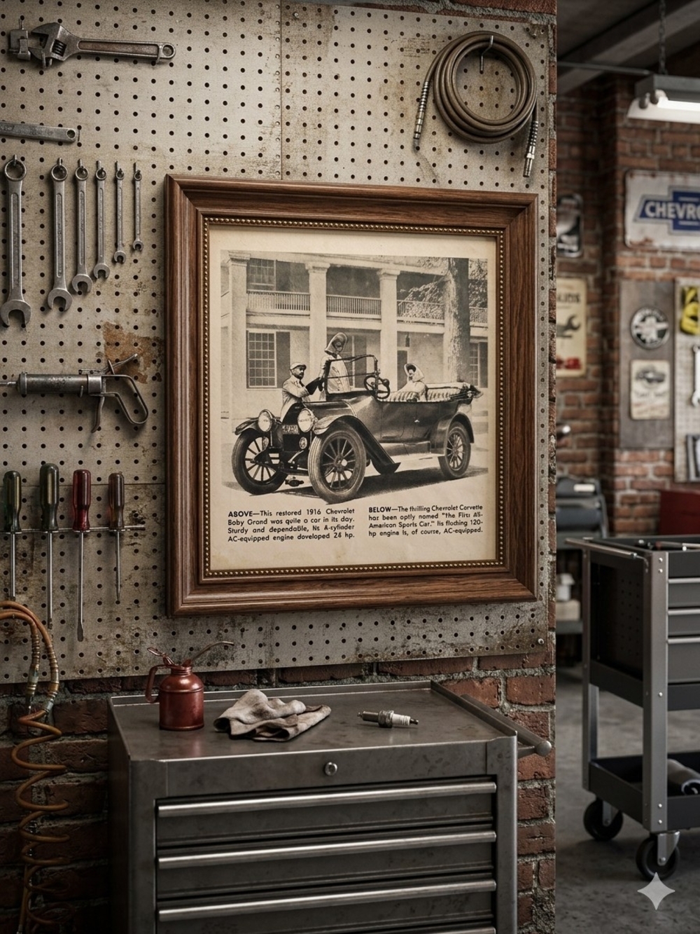 Vintage Chevrolet Automobile Print - Sepia/Beige
